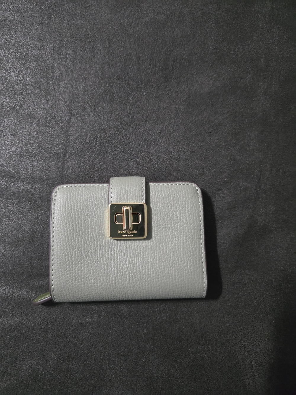 kate spade  Green Leather Compact Wallet with Gold Turnlock